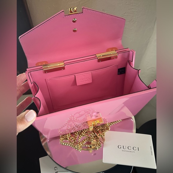 GUCCI 1969 Sylvie 🩷Temporarily Off Market🩷 Authentic Pink Acrylic/Leather 🩷💃 - Picture 6 of 16